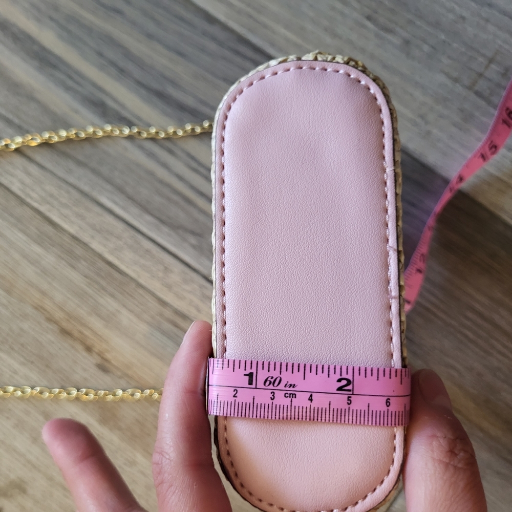 Mini crossbody baby Nanette Lepore pink and rattan with bow detail nwot Barbie - Picture 9 of 10
